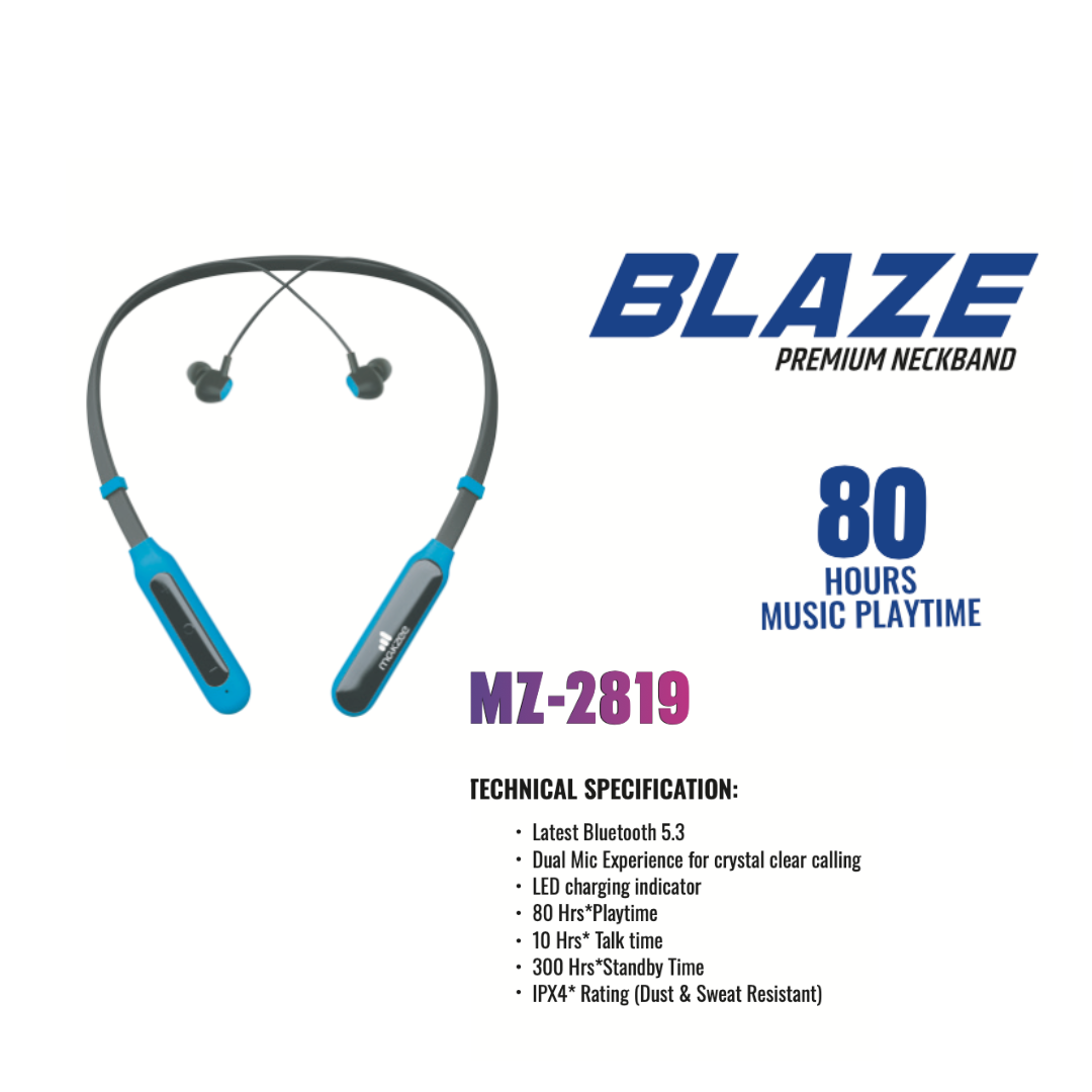 Makzee Blaze Neckband-80Hrs Playtime