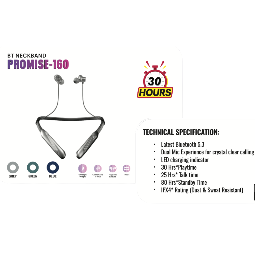 Makzee Promise 160 neckband with Dual mic