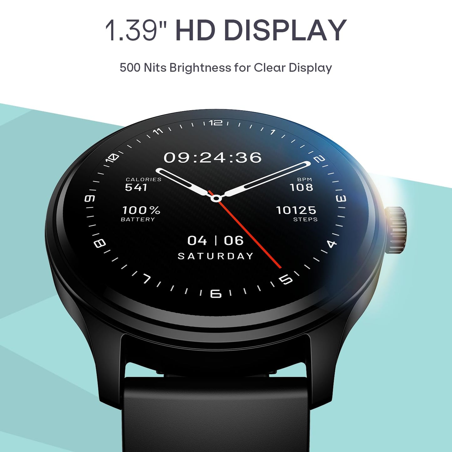 Boat Lunar Discovery Neo, 1.39" (3.5 cm) Round HD Display, Premium Metallic Finish