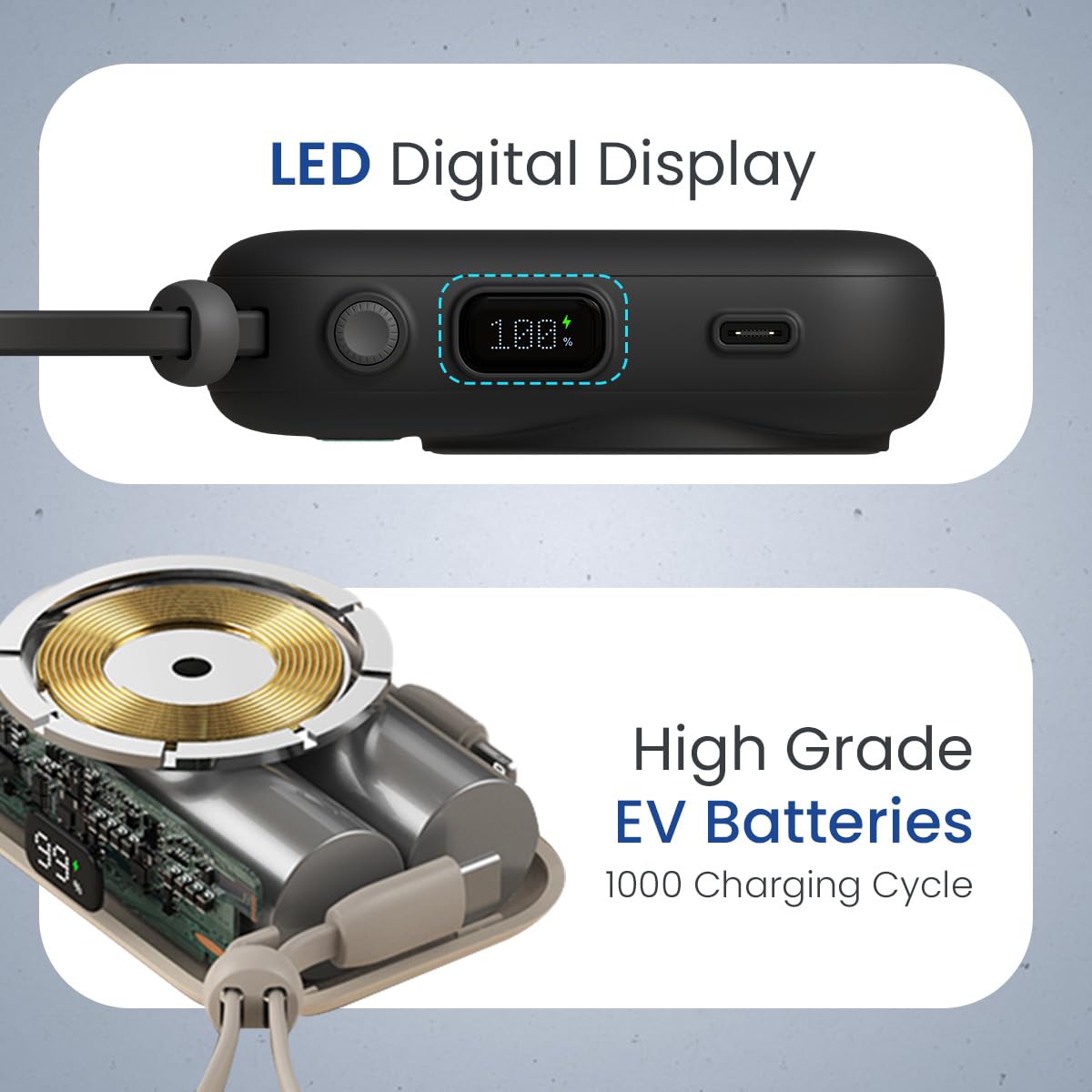 Portronics Power Shutter 10000mAh 22.5W Fast charging Wireless powerbank