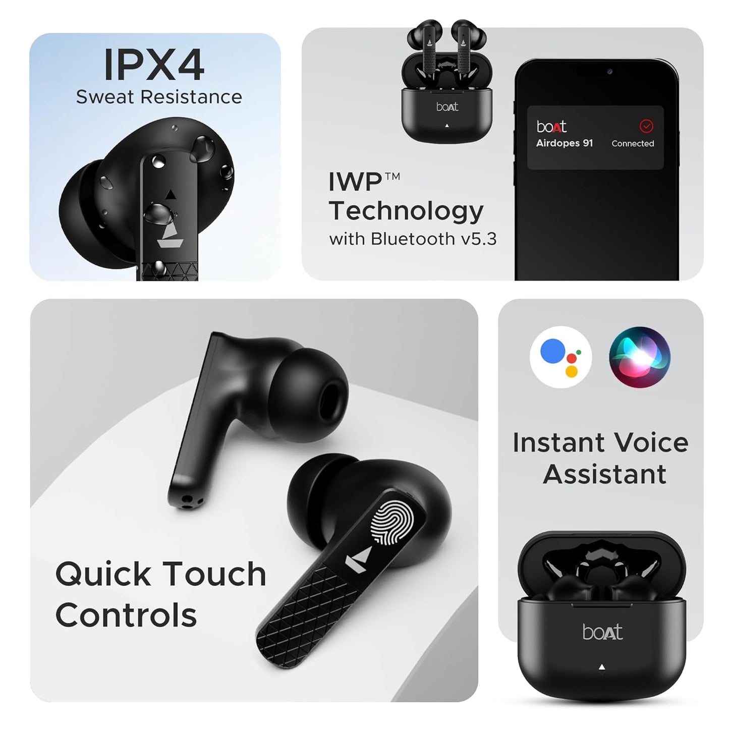 Boat Airdopes Primo 45hrs playback,dual mic EnX