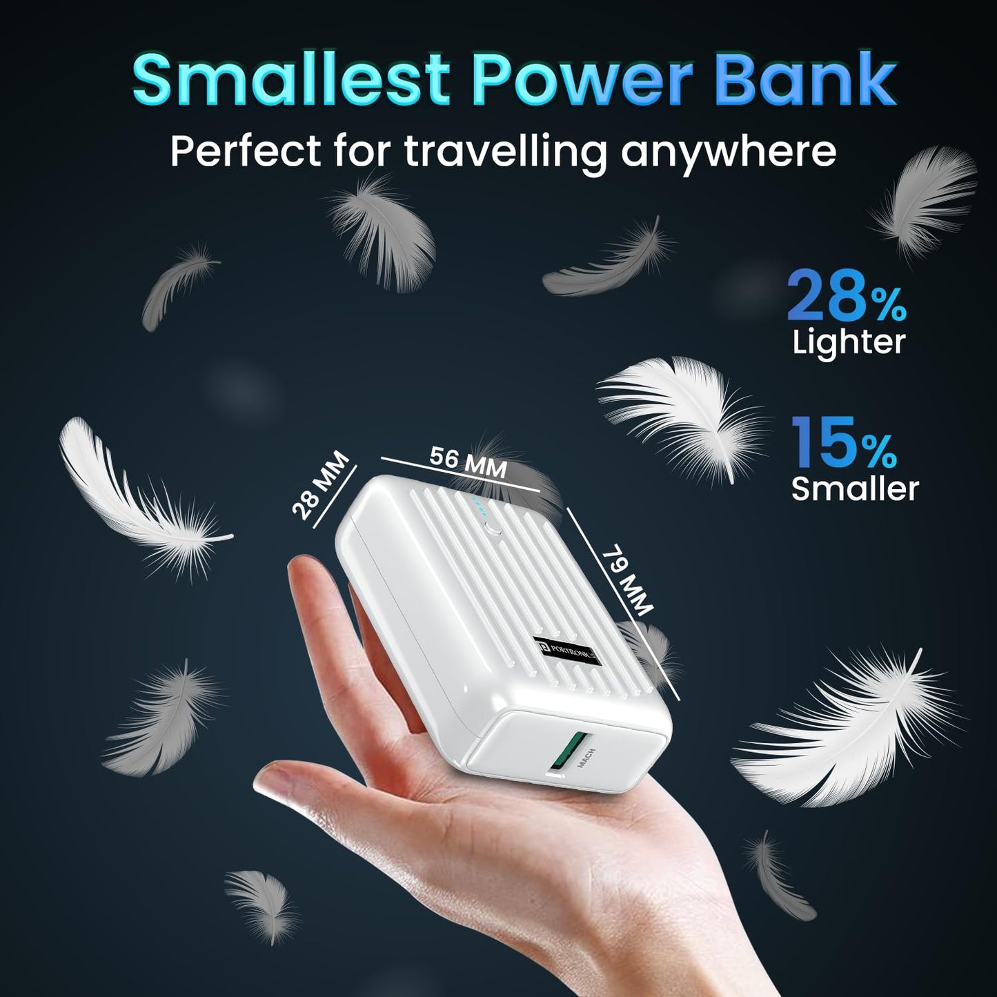Portronics Zapcell 10k 10000mAh 22.5W Pocket Size Nano Powerbank