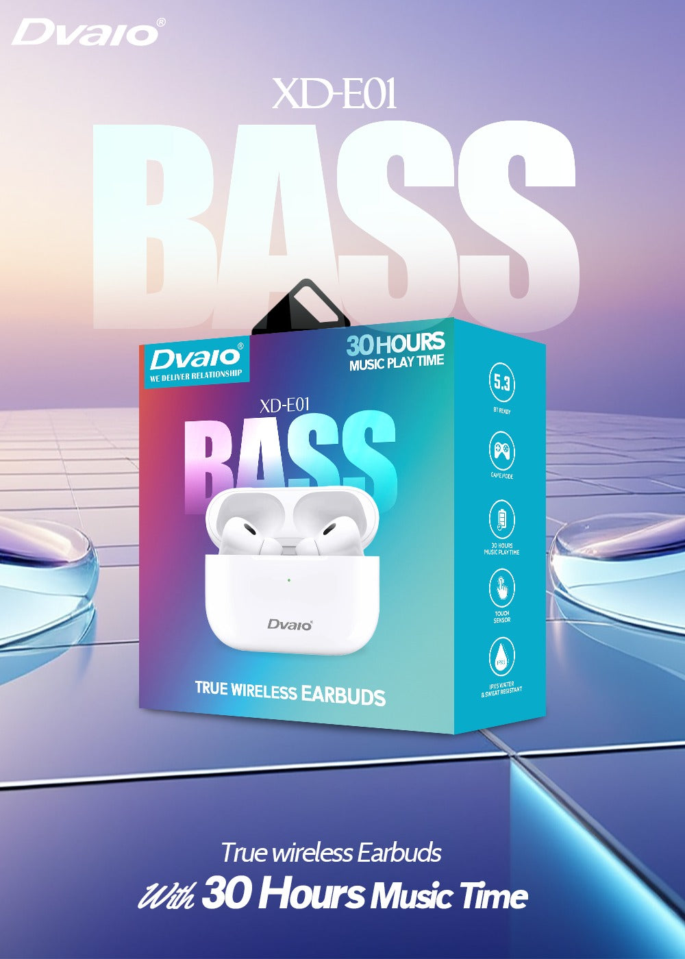 Dvaio E01 TWS with 30Hrs music time