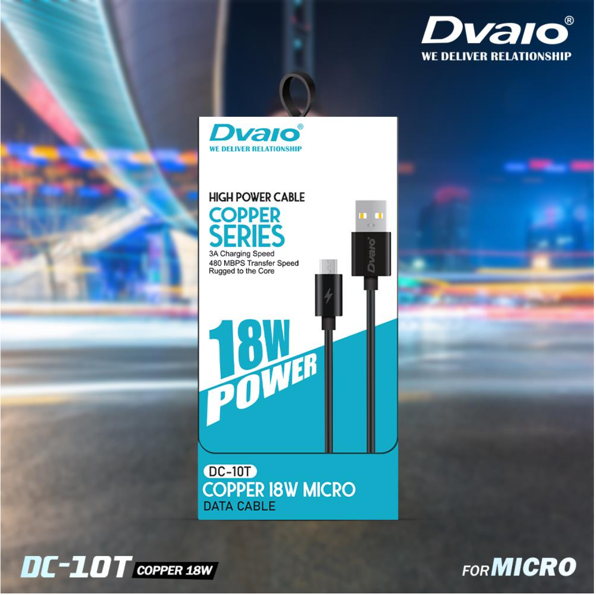 Dvaio DC-10T 18W Micro USB cable