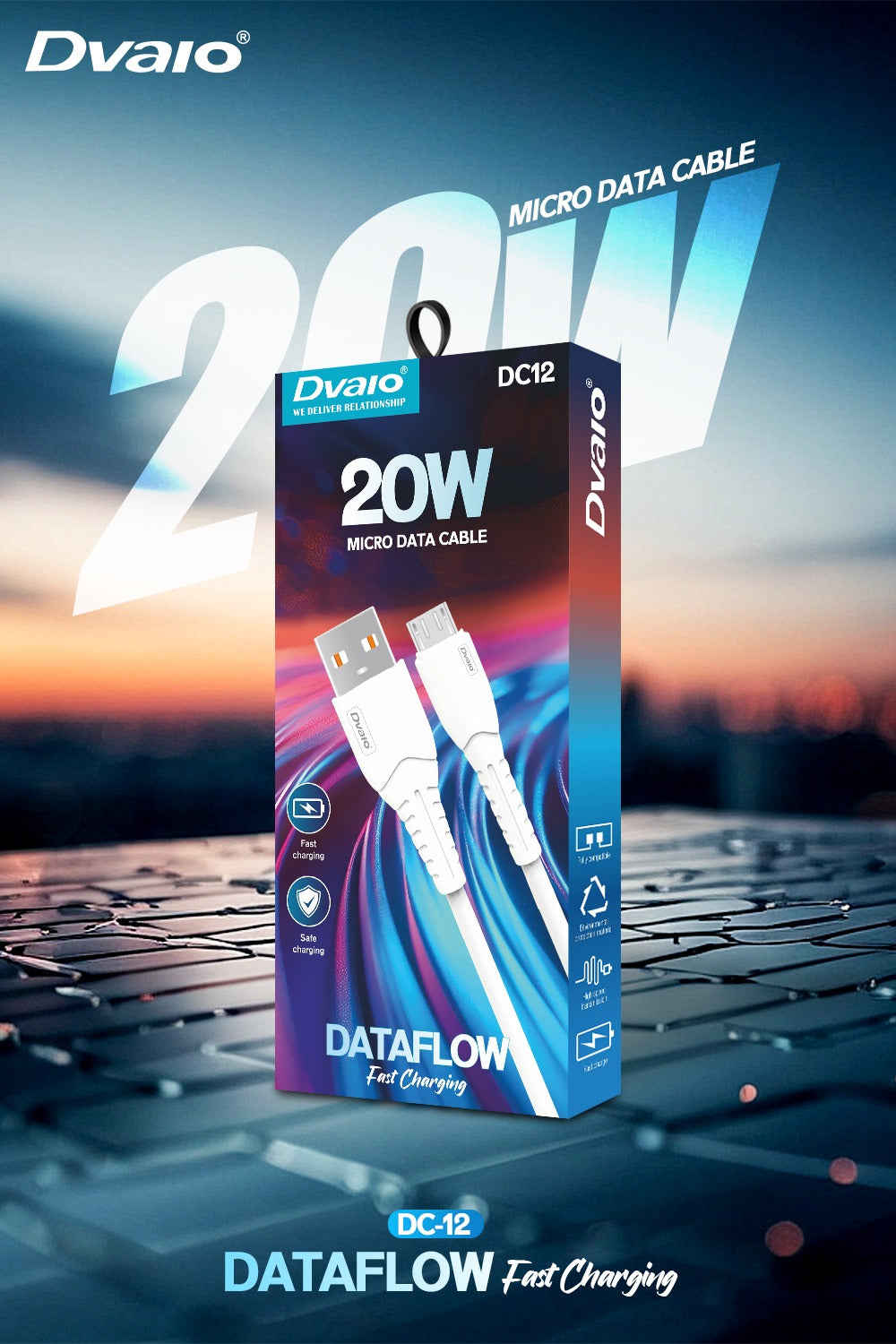 Dvaio 20W Dataflow Fast Charging Cable - Micro (1 Year warranty)