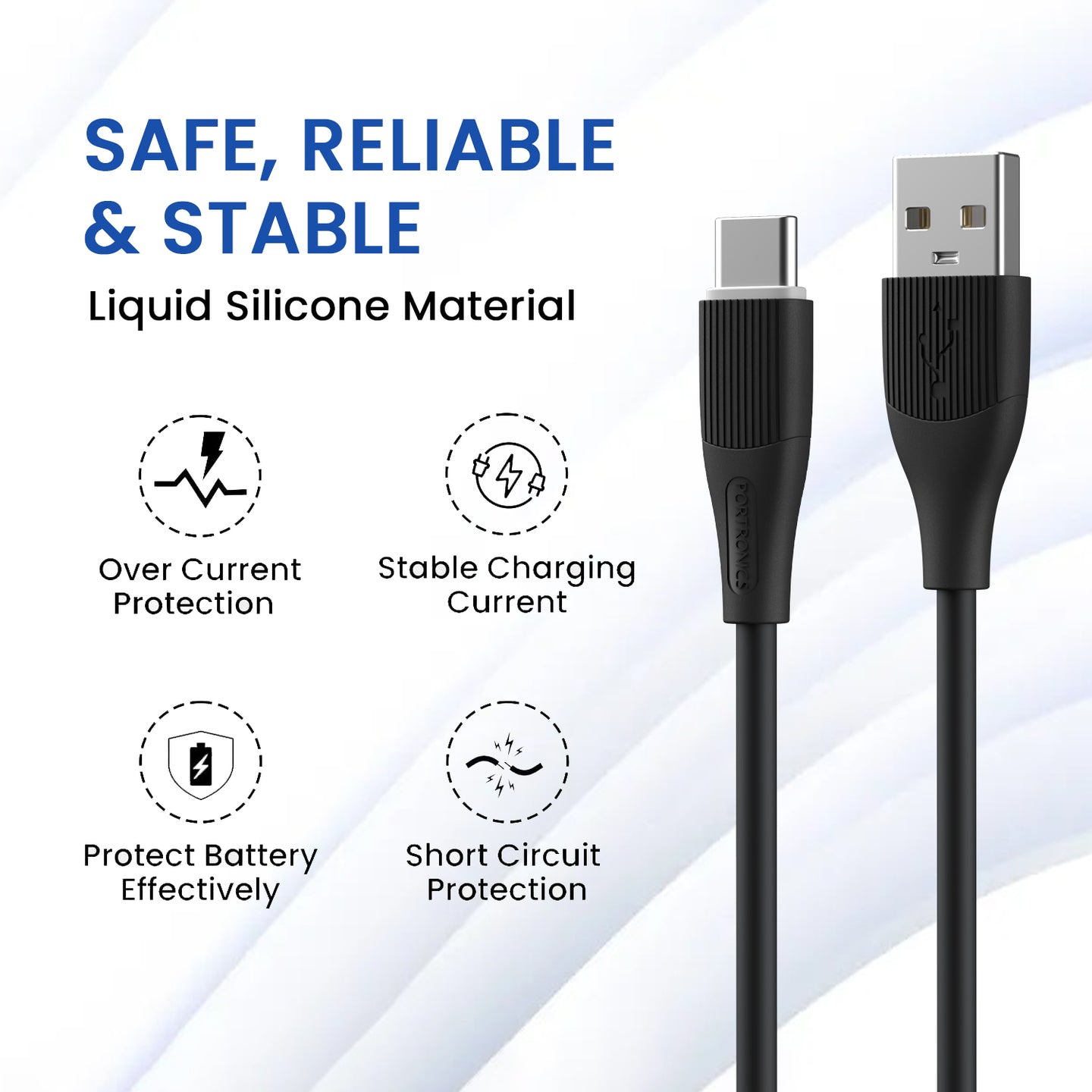 Portronics Silklink 3A A to C Silicon Cable