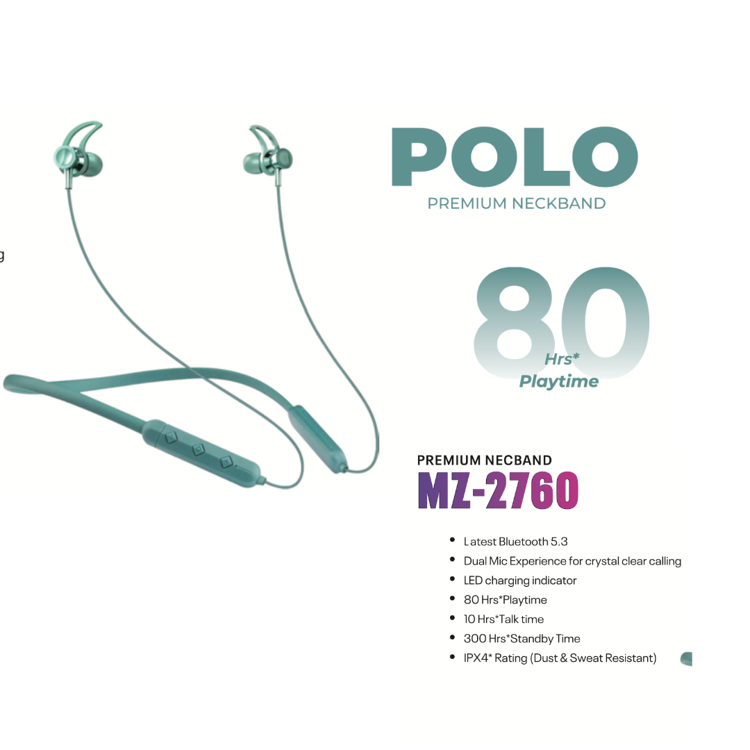 Makzeee polo Neckband with 80 hrs playtime