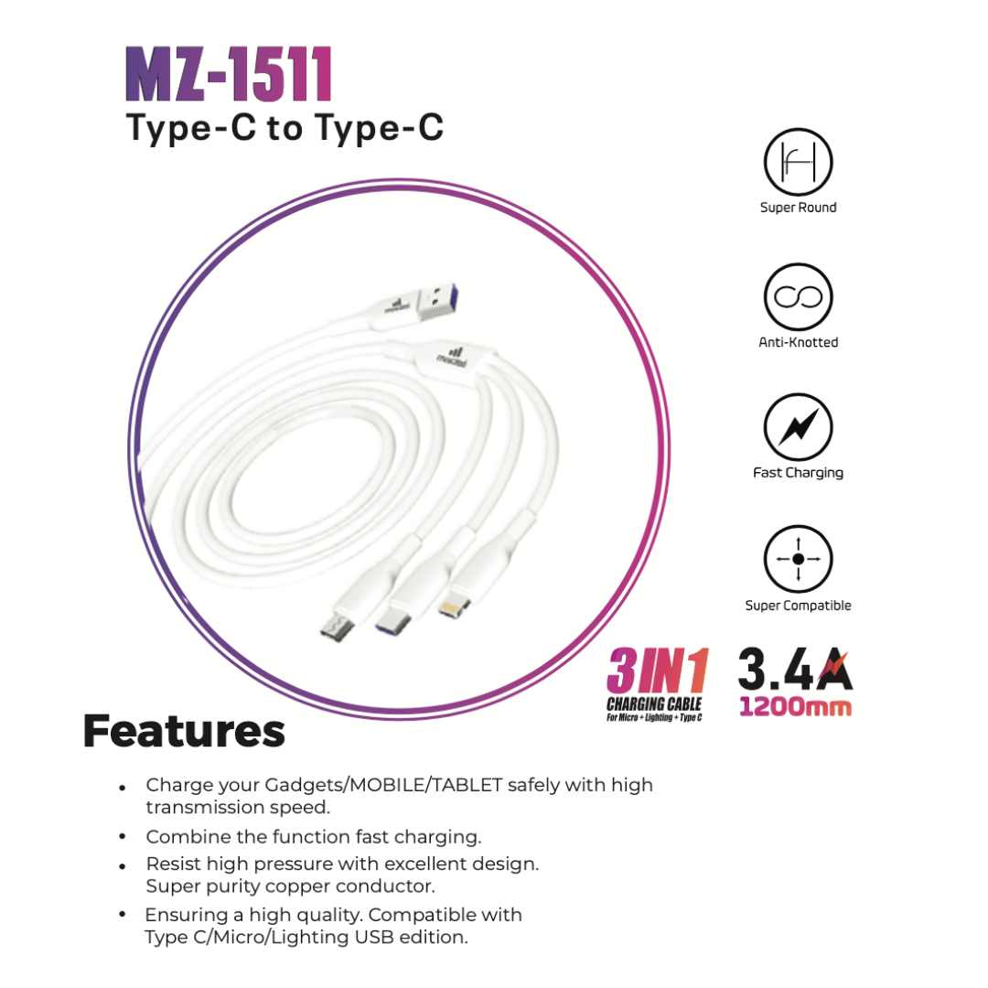 Makzee 3 in 1 cable 3.4A
