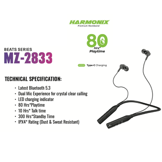 Makzee Harmonix 2843 neckband 80Hrs playtime