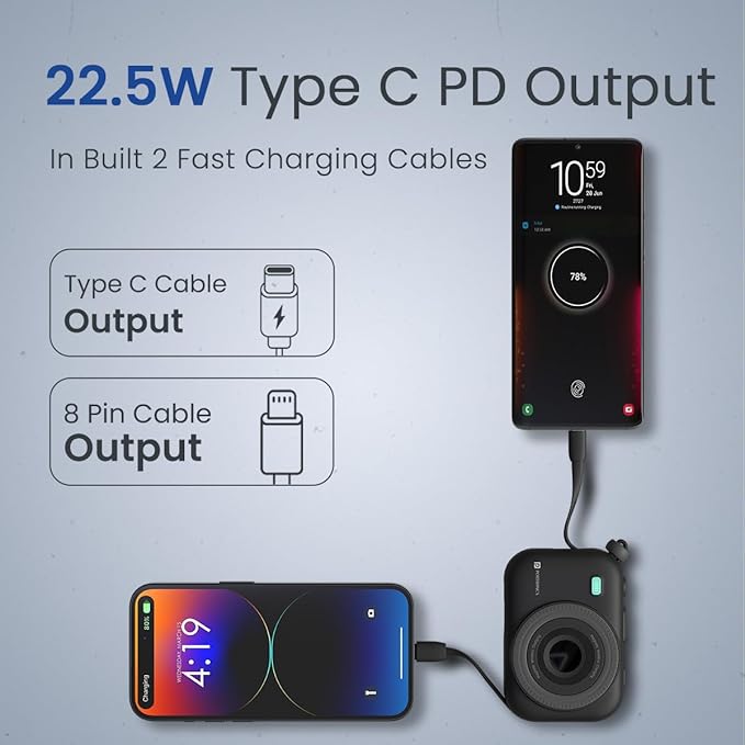 Portronics Power Shutter 10000mAh 22.5W Fast charging Wireless powerbank