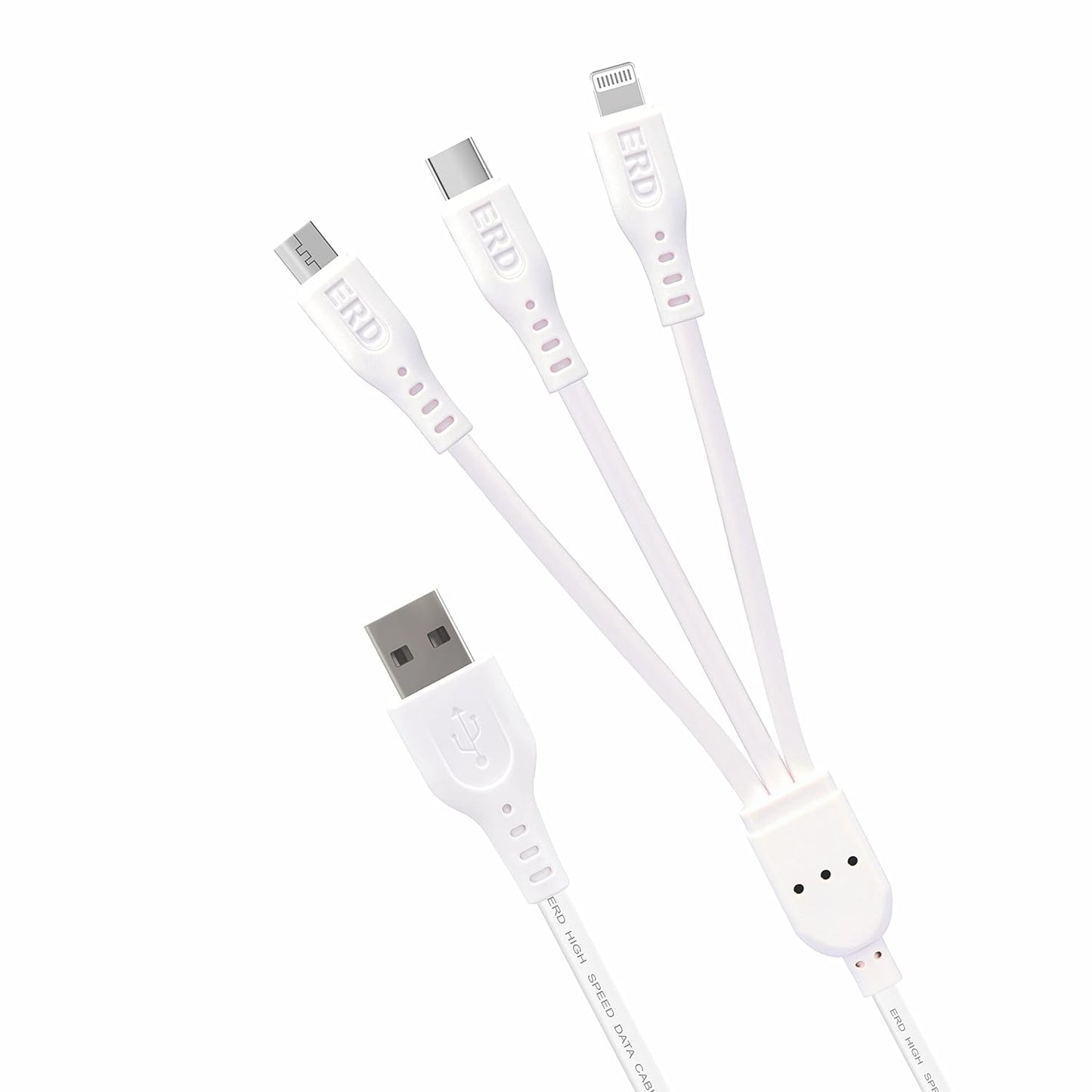 ERD UC 281 Multi 3IN1 Charging 1m Long Data Cable, Fast Charging USB-A to Micro USB, Type-C & Lightning Cable