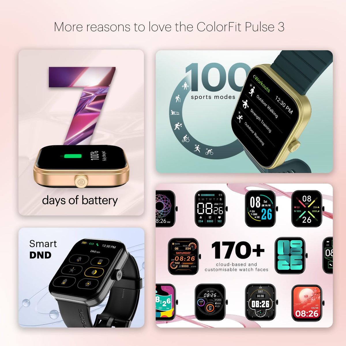 Deal-Noise ColorFit Pulse 3 with 1.96" Biggest Display Bluetooth Calling Smart Watch-Online Stock Lot