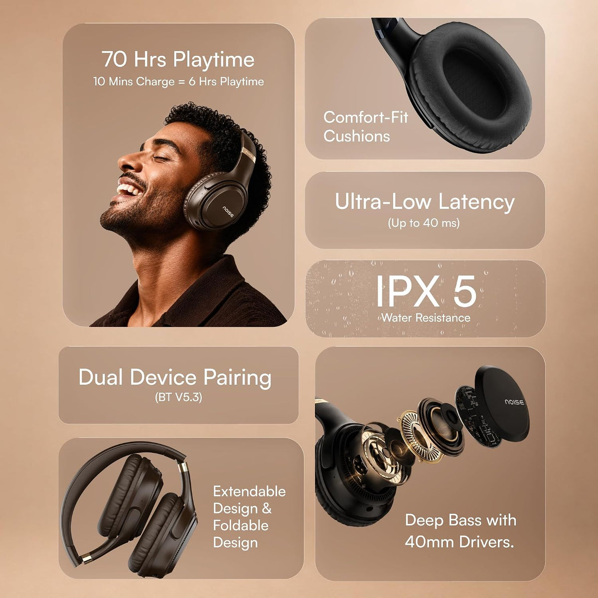 Deal-Noise 3 Headphones-70hrs playtime -Online Stock Lot