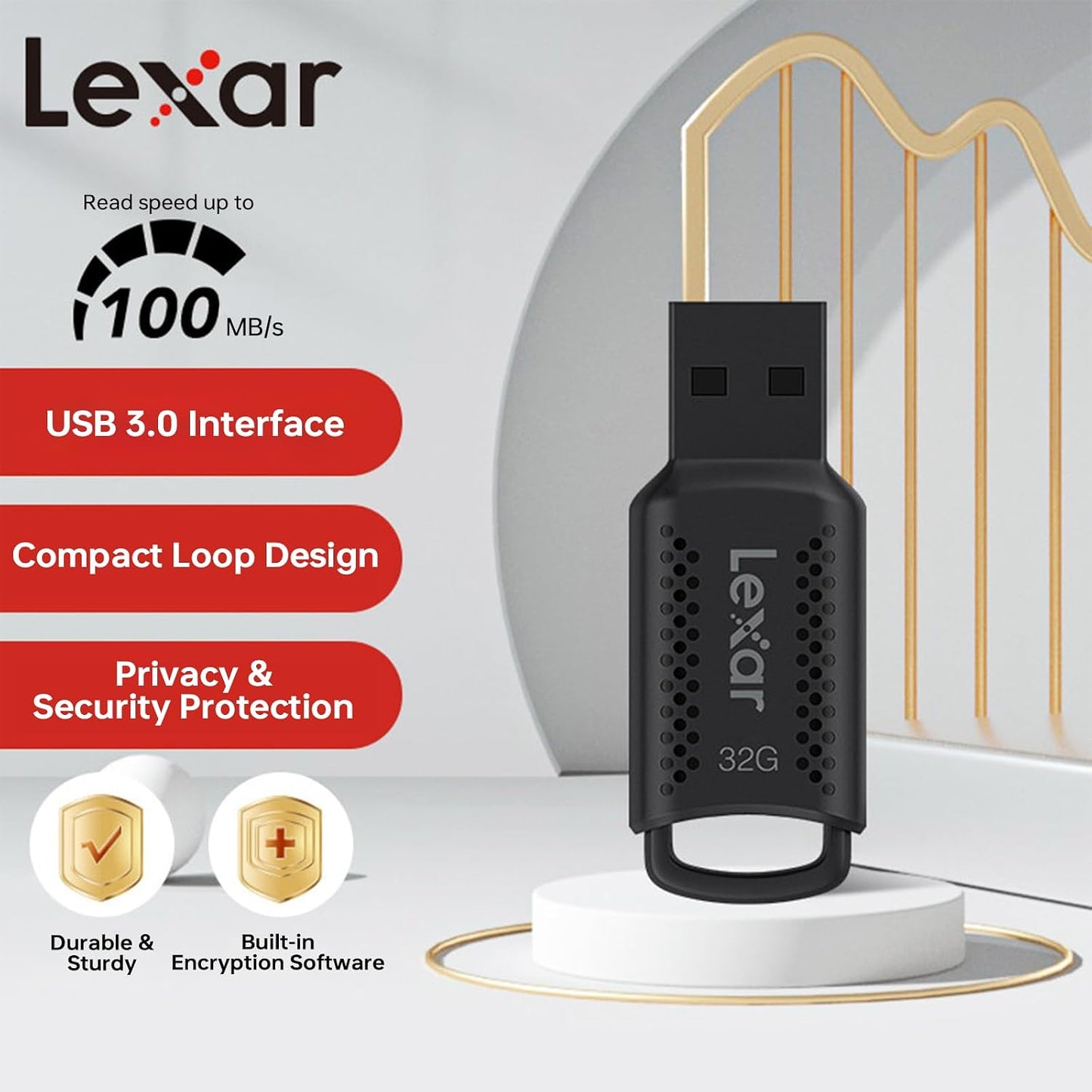 Lexar Pen Drive 32GB JumpDrive® V400 USB 3.2 Gen 1 Flash Drive, up to 100MB/s Read
