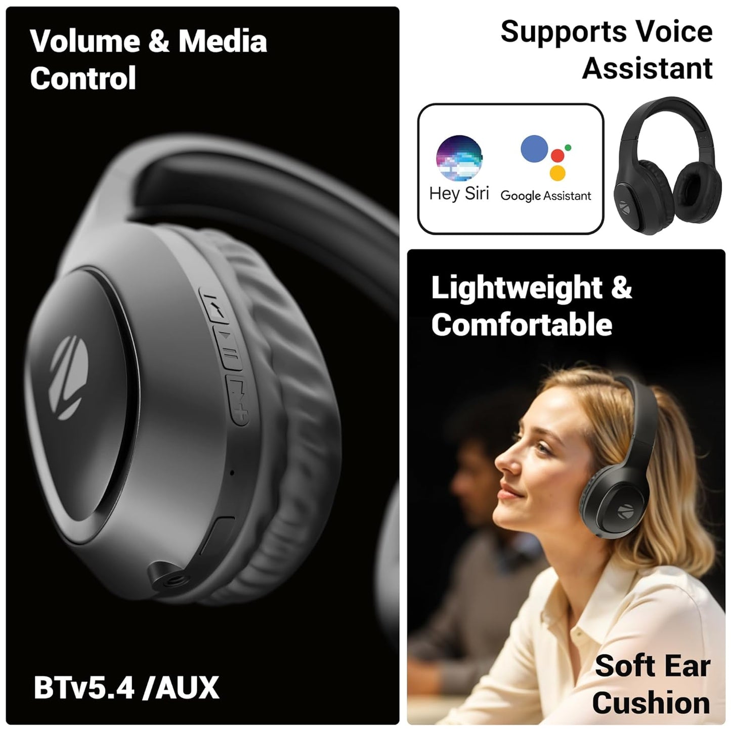 ZEBRONICS Thunder NEO, Wireless Headphone,60 Hours Backup, Gaming Mode, Dual Pairing