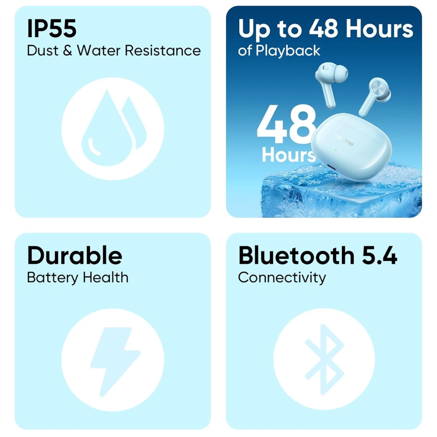 Realme Buds T200x TWS with 12.4mm Dynamic Bass Drivers, 25 dB ANC, Quad Mic, 45ms Latency, Upto 48 Hrs Playback, Fast Charge