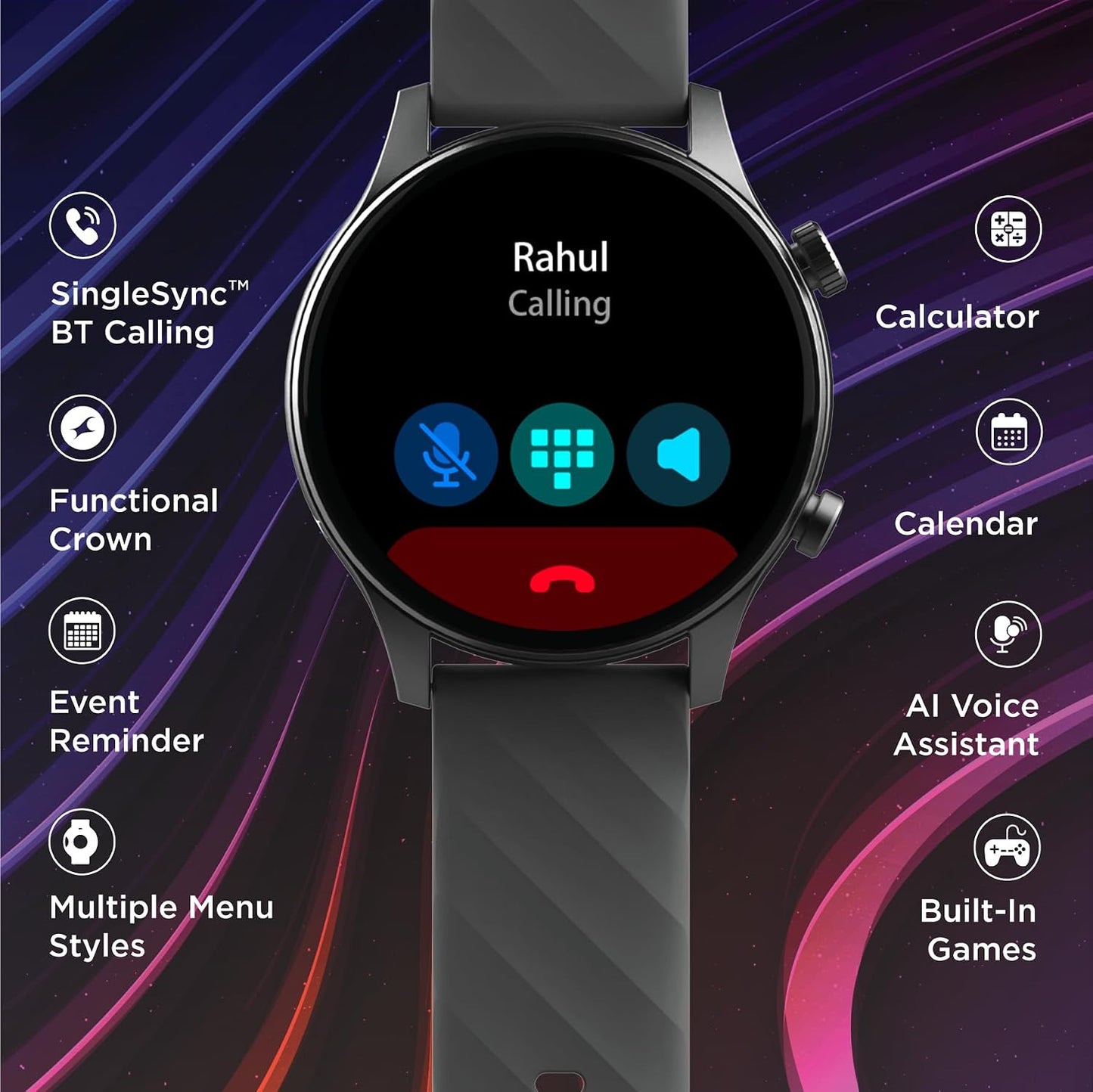 Fastrack Vivid Pro Smart Watch|1.43" AMOLED  | Functional Crown| 60Hz display