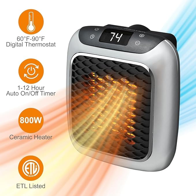 Wall Mounted Mini Convection Heater 800W with Thermostat