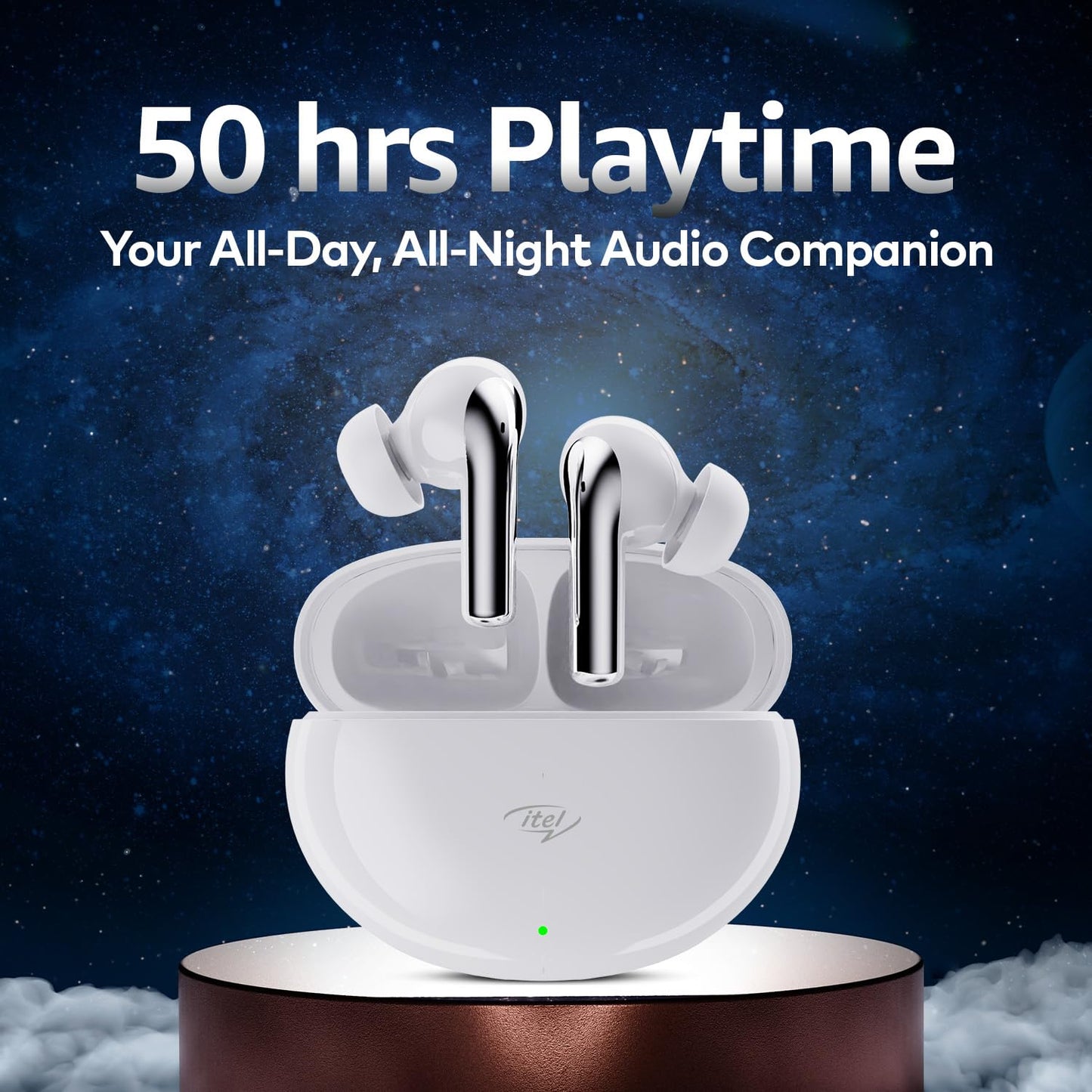 itel Buds Ace ANC, ANC (~25dB), 50HRS Playtime, AI ENC, 10mm Drivers,Fast charging