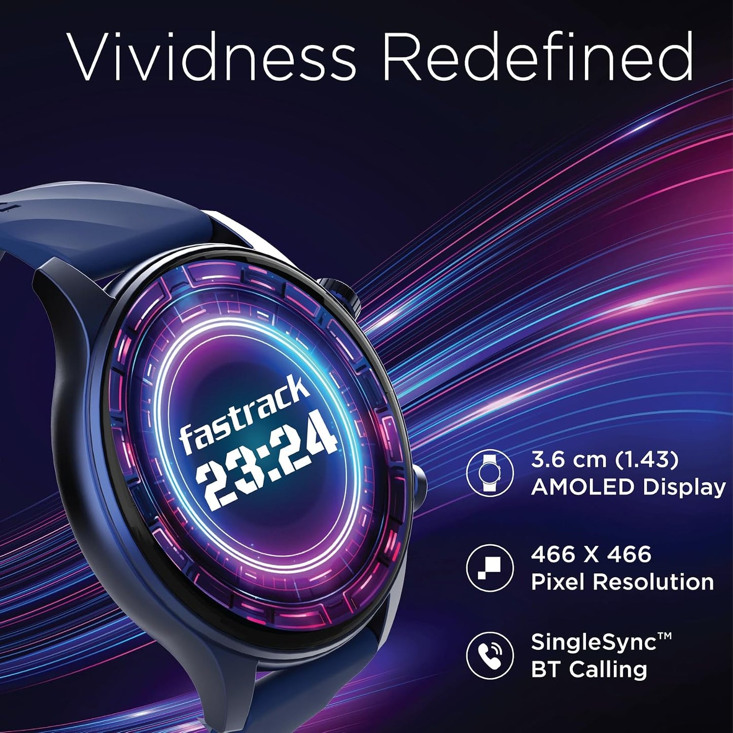 Fastrack Vivid Pro Smart Watch|1.43" AMOLED  | Functional Crown| 60Hz display