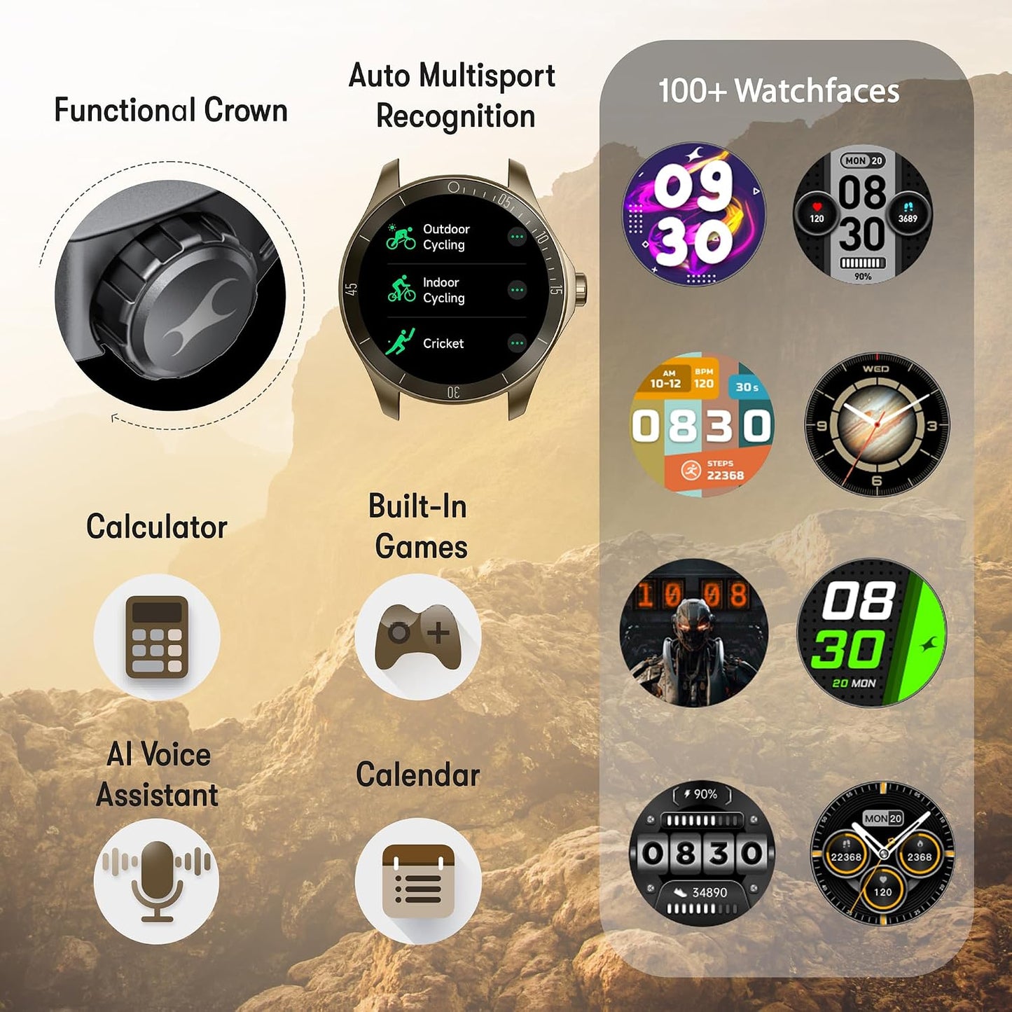 Fastrack Rogue Rugged Smartwatch with 1.38" UltraVU HD Display|BT Calling|Functional Crown