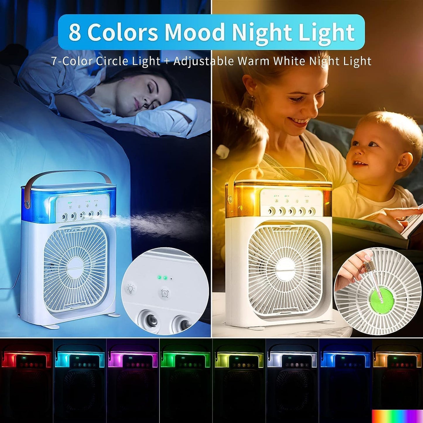 Personal Air Cooler-USB Powered Mini Desktop Cooling Misting Fan (Mix Colors)