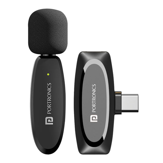 Portronics Dash 7 Omnidirectional Type C Wireless Mic,Noise Cancellation, Plug & Play, Lapel Wireless Mic