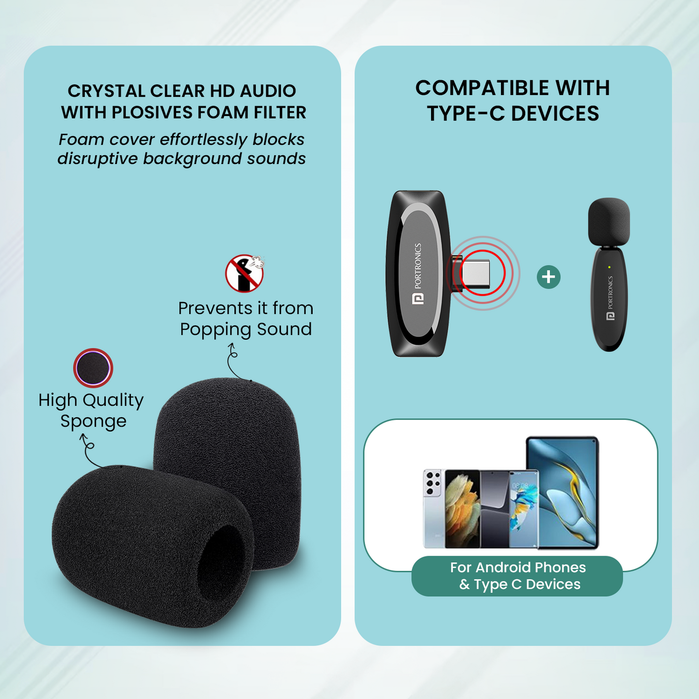 Portronics Dash 7 Omnidirectional Type C Wireless Mic,Noise Cancellation, Plug & Play, Lapel Wireless Mic