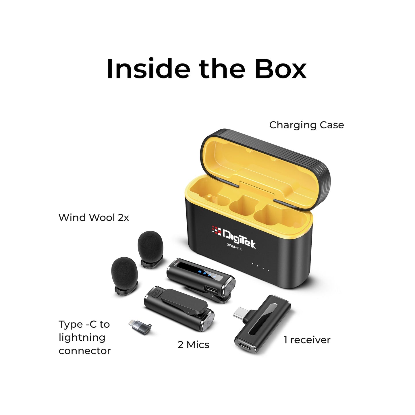 Digitek (DWM-114) 2-in-1 Wireless Microphone, 2.4GHz, 6.6Hr Battery, Noise Reduction