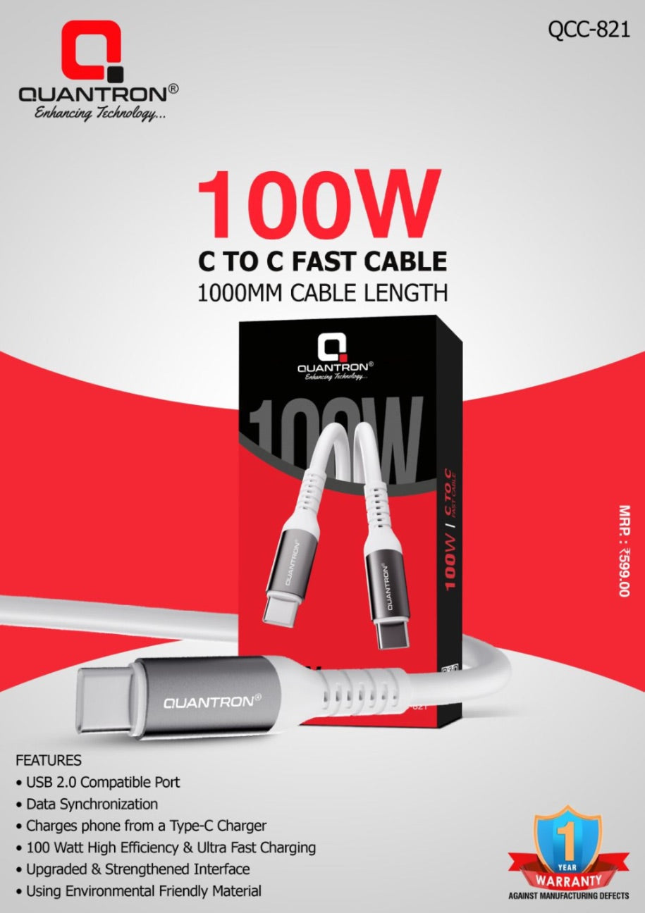 Quantron Type-C to Type-C Data Cable QCC-821