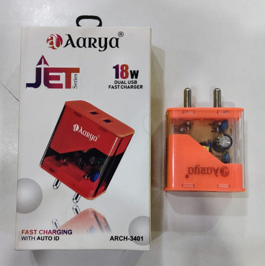 Aarya 18W Double USB charger with Micro USB Cable