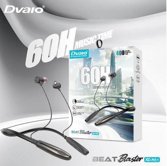 Dvaio N-51 Neckband with Vibration,Magnetic switch off & 60hr playtime