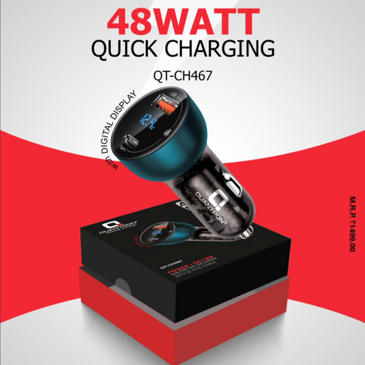 Quantron 48W Quick car charger with C to C cable