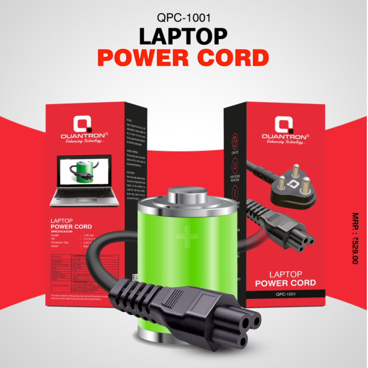 Quantron Laptop power cord