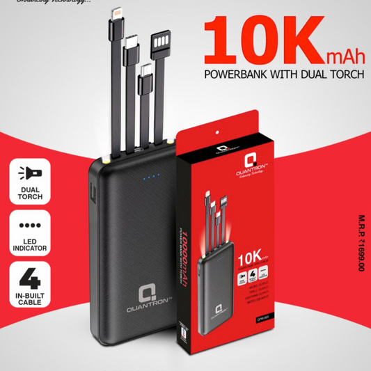 Quantron 10000mAH powerbank with dual torch