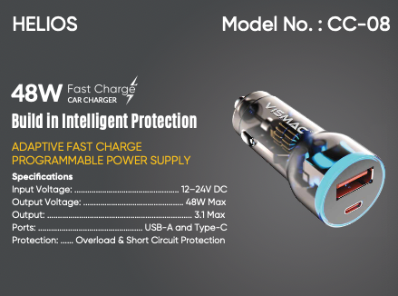 VISMAC POWERDRIVE CC-08 48W PD+QC CAR DOCK