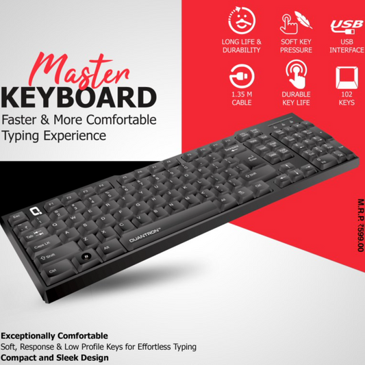 Quantron Wired Keyboard-Master (Pack of 5)@Rs.195 per pc