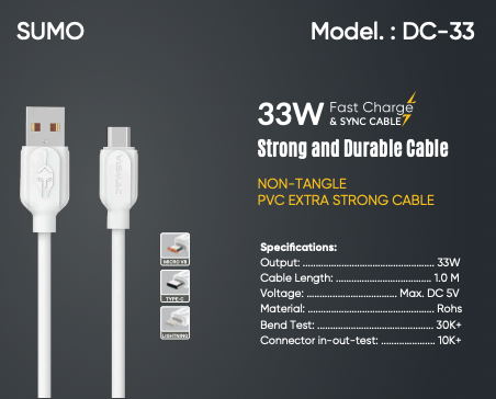 VISMAC SUMO 33W MICRO DATA CABLE