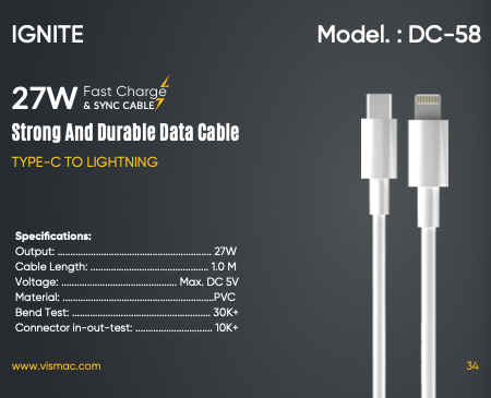 VISMAC IGNITE 27W C TO LIGHTNING