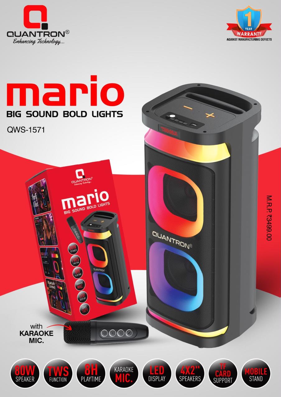 Quantron Mario 80W Party Speaker with wireless karaoke mic