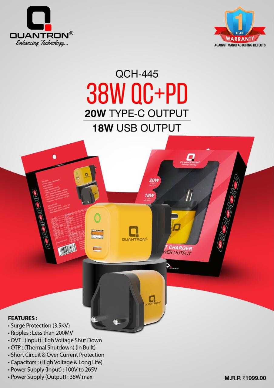 Quantron 38W QC+PD Dual output charger