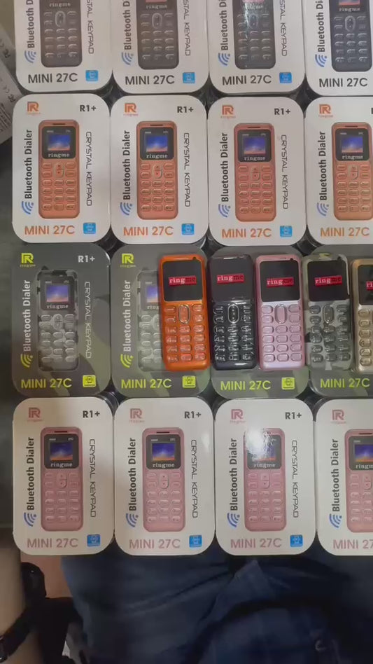 Ringme R1+ Mini 27C | 0.66" Display | BT Mini Dialer Phone | Crystal Keypad with painted body | Mix Colors