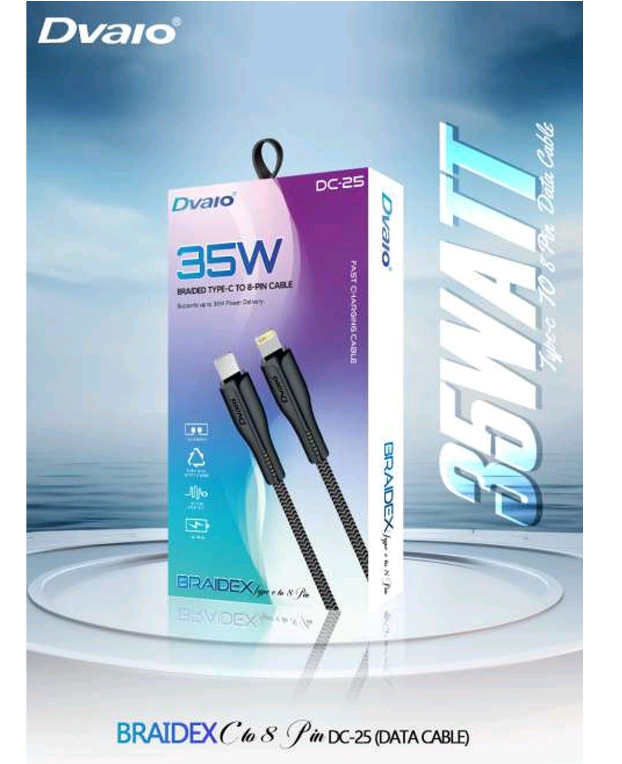 Dvaio 35W Type-C to lightning iPhone Data Cable Braided Series DC25 (iPhone)