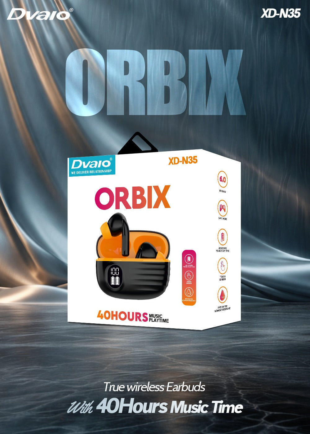 Dvaio N-35 ORBIX Sound 40hrs playtime with battery display