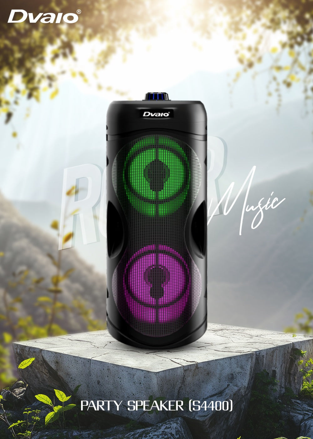 Dvaio Roar Party Speaker (Tower Speaker) 30W with RGB lights and wired mic