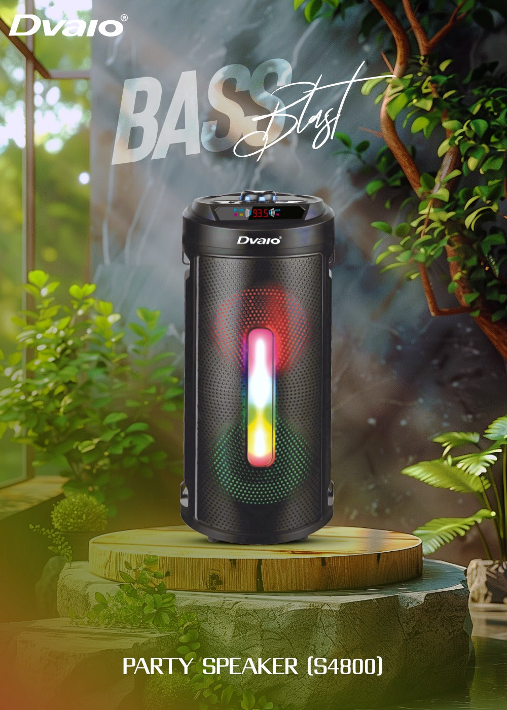 Dvaio Bass Blast Party Speaker (Tower Speaker) 40W with RGB lights and wired mic