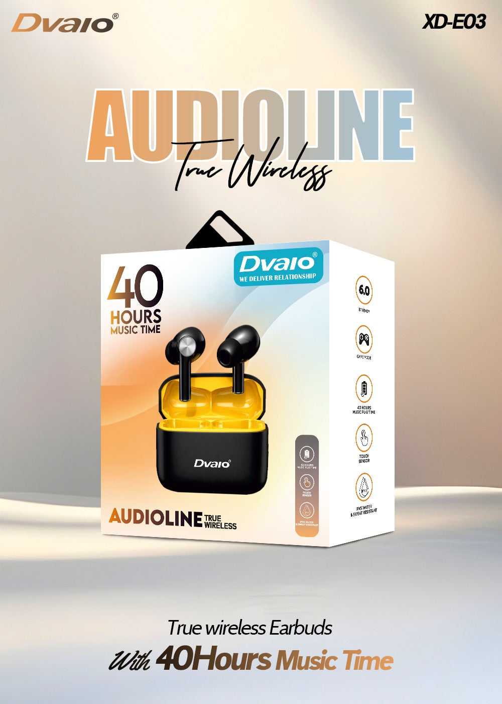 Dvaio XD-E03 AUDIOLINE TWS 40hrs playtime with Environmental Noice Cancellation