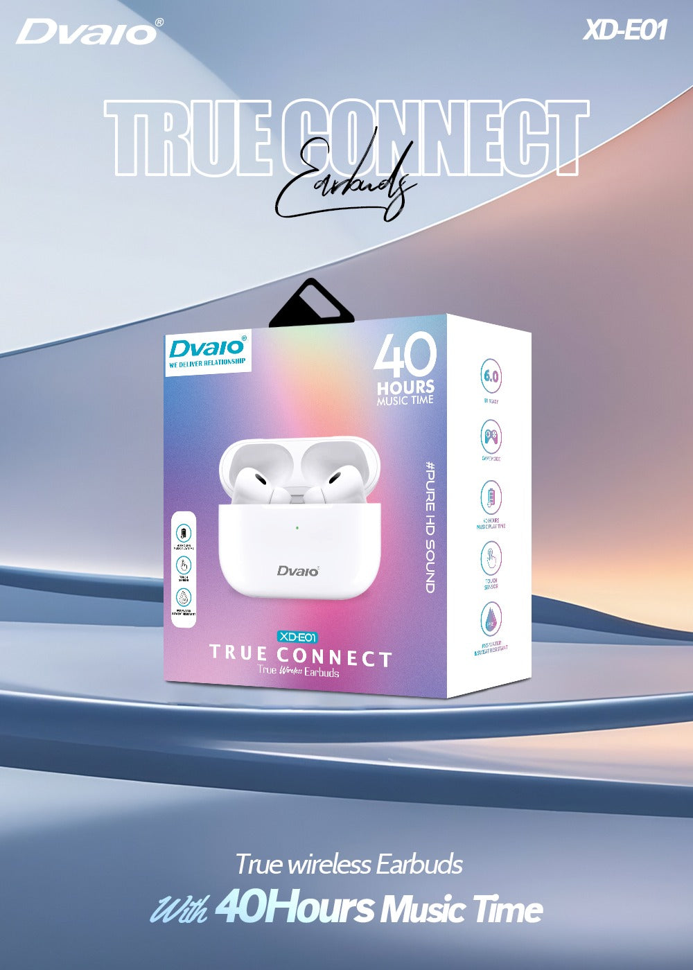 Dvaio XD-E01 TWS with 40Hrs Playtime and Beep Buzzer