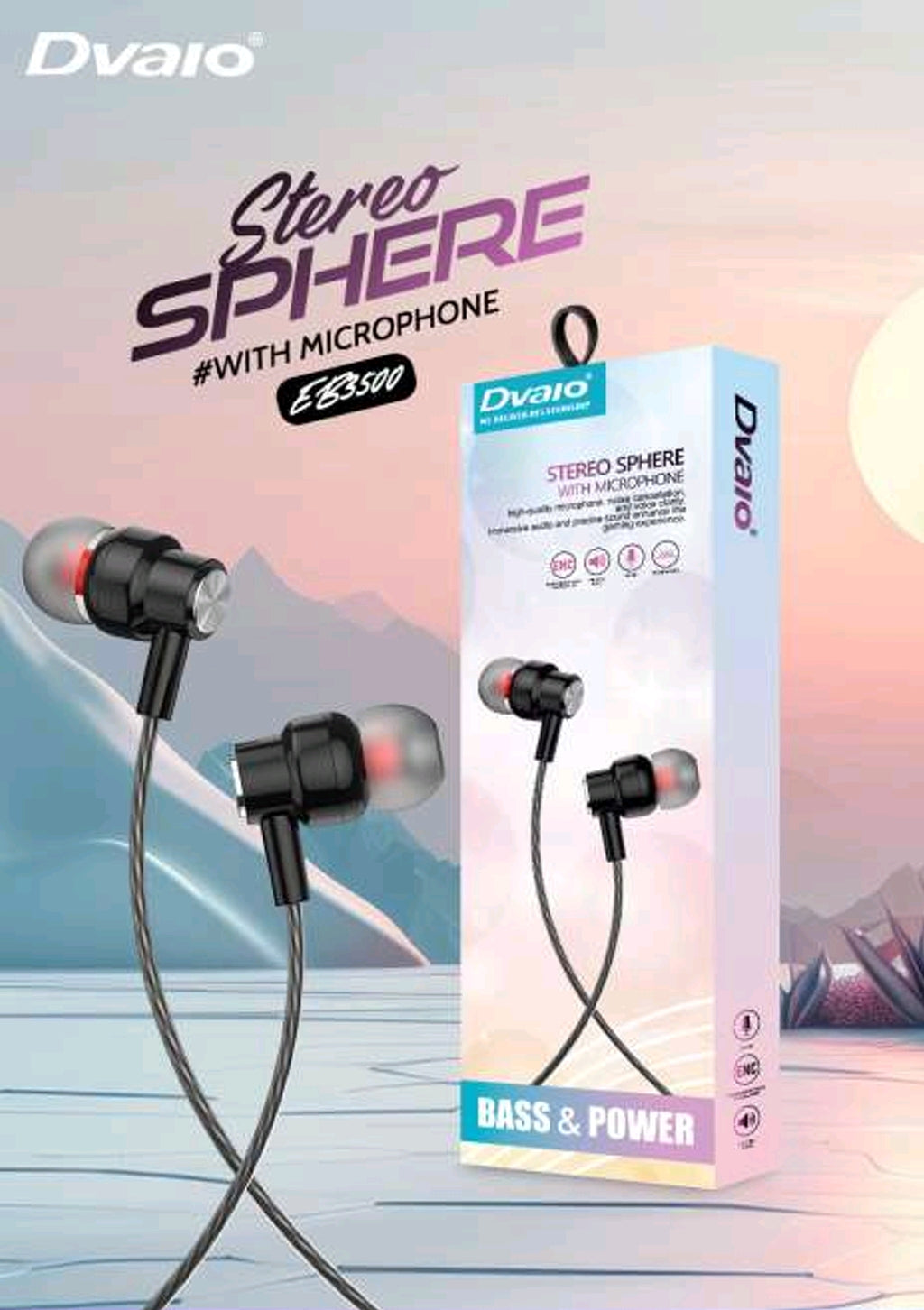 Dvaio EB-3500 stereo sphere box earphones with mic