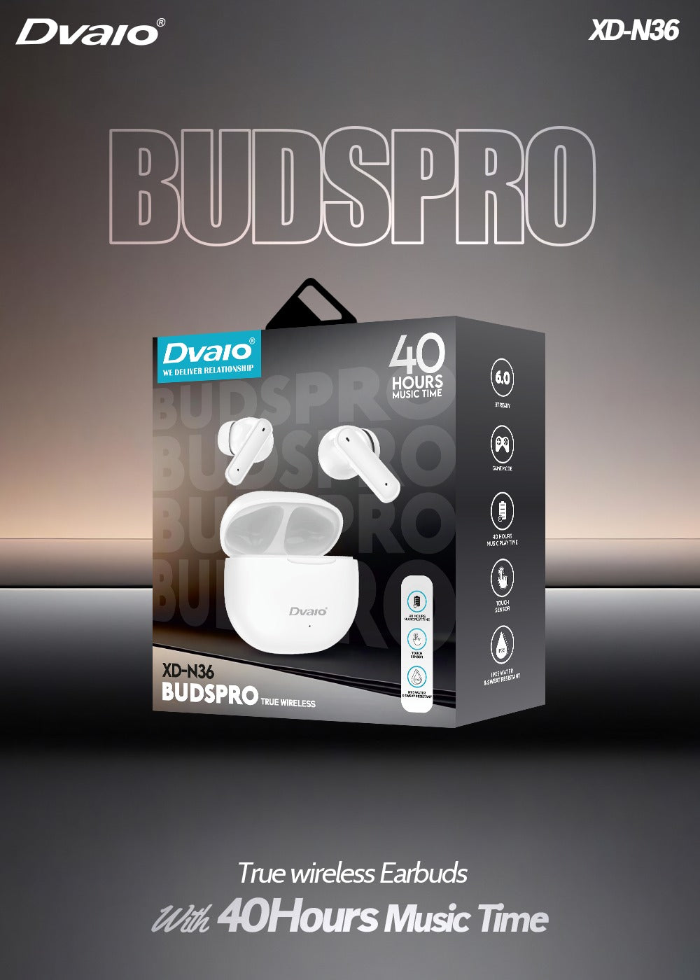 Dvaio N-36 TWS BudsPro with 40hrs playtime